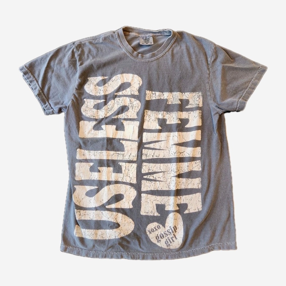 VTG GOSSIP‎ GIRL Useless Femme Blue Weathered T-shirt Sz M